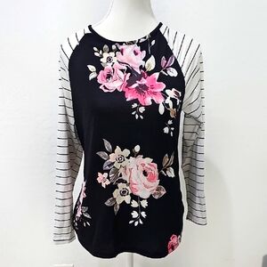 Floral Black and White Women's Top